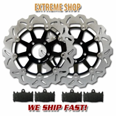 Front Rotors+Brake Pads for Kawasaki ZX 600 E Ninja ZX6 (93-05) ZZR E6F (06-07) - Image 1 of 2