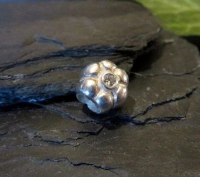 Original Pandora 925 Silber Ale Anhänger Charm Blume Blüte Design Stein Funkelnd - Bild 1 von 3