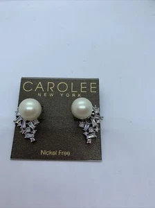 $75 CAROLEE SILVERTONE CLEAR RHINESTONE Jackets EARRINGS Jc705 - Picture 1 of 4