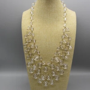 Collar Babero J Crew Cuentas Lucite Transparente Cadena Tono Dorado 28" - Imagen 1 de 12