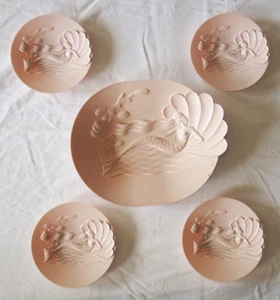 Rare Mermaid Serving Platter & Matching Plates by Modern Stylists, UDA Plastics - Picture 1 of 8