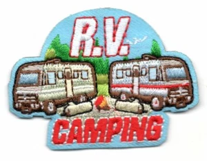 R.V. CAMPING Bügelbild Aufnäher Campingreise Urlaub - Bild 1 von 1