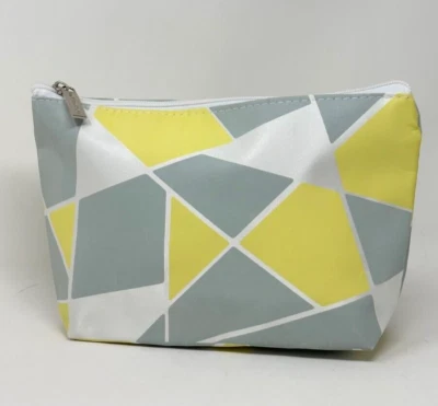Estuche de Maquillaje Nordstrom Bloque de Color Gris/Amarillo/Plateado Cosméticos Bolsa de Viaje, Raro Foto 1 de 4