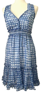 Lilly Pulitzer Cailee Kleid Neckholder Feelin Beachy Gingham Rüschen Bennet blau NEU - Bild 1 von 11