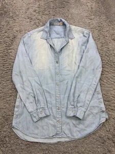 Chelsea & Violet Top Women Small Blue Chambray Western Rockabilly Shirt Blouse - Picture 1 of 9