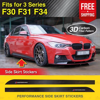 For BMW F30 F31 F34 3 Ser Sport Side Skirt Sticker 3D CARBON PATTERN Vinyl Decal - Изображение 1 из 4
