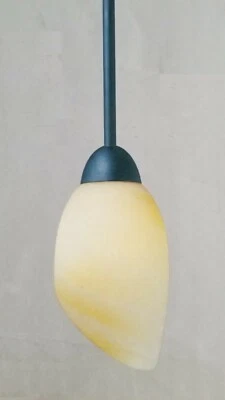 Thomas Lighting Mini- pendant fixture; Hand Painted Cream Style Glass - Image 1 of 4