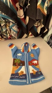 Kids Ethic Alpaca Cotton Knit Handmade In Ecuador Zip Hood Sweater Jacket Size 5 - Picture 1 of 4