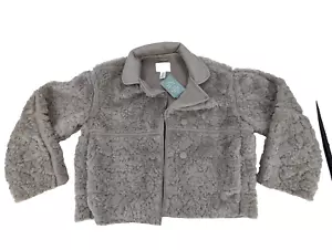 H&M Womens Jacket Size XS Brown Sheep Faux Fur Teddy Puff Polyester Long Sleeve - Picture 1 of 11