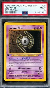 PSA 9 Pokemon 2002 1a edizione Neo Destiny Unown H non olografo raro #28 - Foto 1 di 2