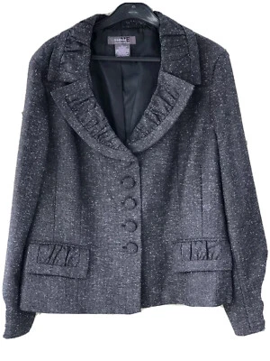 Chaqueta Blazer Career George Marc Eisen Gris Talla 14 Manga Larga Cuello Drapeado PO Foto 1 de 4