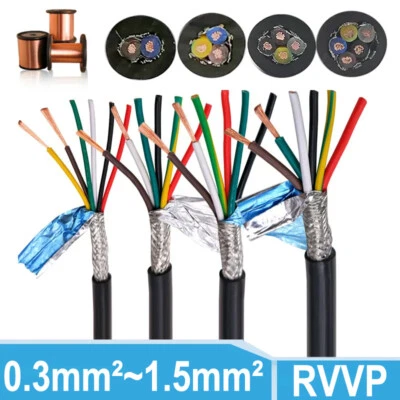 Shielded Cable RVVP 2/3/4/5/6/7/8 Cores Shielded Control Signal Copper Wire - Image 1 of 4