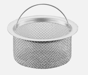 Kitchen Sink Filter Strainer Large Wide Rim Mesh Bath Drain Stopper With Handle - Picture 1 of 3