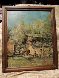 QUADRO DIPINTO A OLIO SU PANNELLO LEGNO CON CORNICE CM 40 X 48 PRIMI '900 - Foto 1 di 4