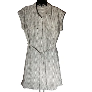 Abito donna Express XS senza maniche a tubino bianco marrone piccola stella design cintura - Foto 1 di 7