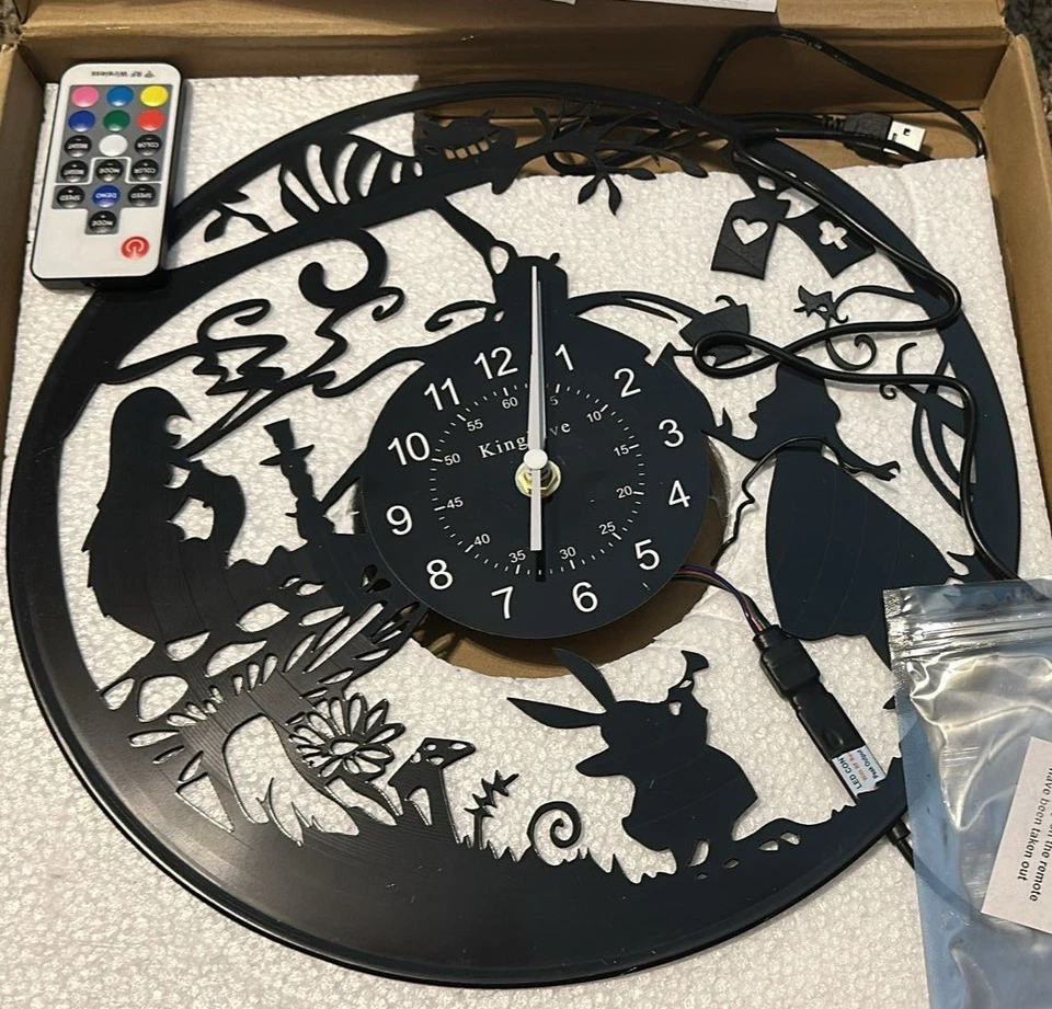 Alice in Wonderland Wall Clock Decor With Led Lights/Remote - Image 1 of 1