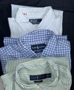 Lot of 3 Ralph Lauren Mens Cotton Plaids Polo Pony Casual Shirts 16 1/2 L Vtg - Picture 1 of 14