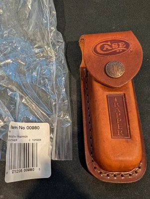 NEW CASE XX KNIFE SHEATH - TRAPPER BROWN LEATHER SHEATH #980 with CASE XX LOGO - Image 1 of 4