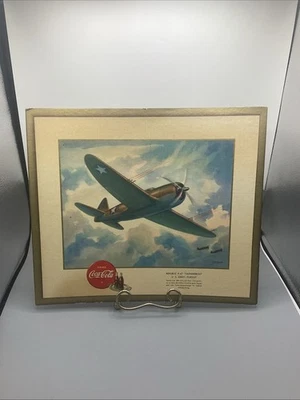 Original 1943 Coca-Cola WW 2 Republic P-47 U.S. ArmyThunderbolt Advertising Sign - Image 1 of 4