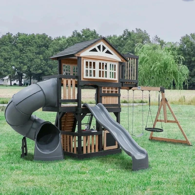 Backyard Discovery Magnolia Falls Wooden Climbing Frame and Swing Set - Image 1 of 4