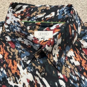 Eton Shirt Mens 16.5/42 Geo All Over Print AOP Dress Formal Casual Cotton Soft - Picture 1 of 11