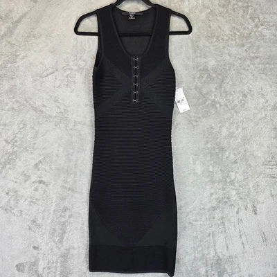 Guess Angelina Dress Womens XS Black Bandage Sleeveless Bodycon Cocktail New - Image 1 of 4