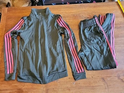 Adidas Mujer Traje de Pista XS Gris Y Rosa Pantalones Chaqueta Cremallera Cálido Foto 1 de 4