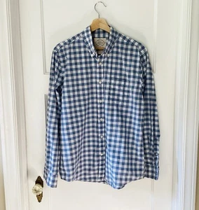 St Johns Bay Men's Classic Checkered Blue Plaid Shirt Button Down Size M Office - Picture 1 of 13