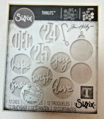 Sizzle Tim Holtz Circle Words Christmas Metal Cutting Dies Thin Die 664205 - Image 1 of 2