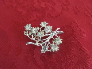 VINTAGE GROSSE KLARE EIS STRASS BROSCHE ANSTECKNADEL MODESCHMUCK - Bild 1 von 3