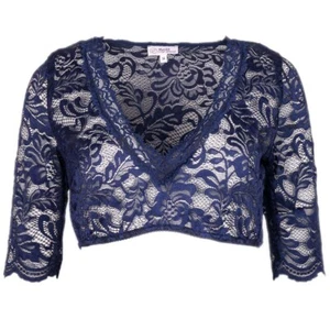 MarJo Dirndlbluse Harisa-Lisa ocean blue Spitze V-Ausschnitt halbarm - Bild 1 von 20