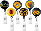 6 Pieces Retractable ID Badge Reel Holders Cute Sunflower ID Badge Reels with Al