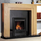 GAS OAK SURROUND WALL GRANITE STONE BLACK FIRE FLAME FIREPLACE SUITE LARGE 54