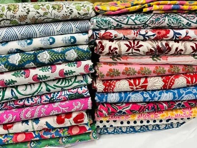 100% cotton Assorted color block printed Scrap 100 pcs pack Boho charm 5x5 inch - Image 1 of 4