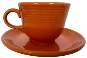 Fiesta Flat Cup and Saucer Set Tangerine Orange Modern TTD April 2005 Tea Cup - Picture 1 of 9