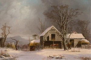 George Henry Durrie : "Winter Scene in New England" � Giclee Fine Art Print - Picture 1 of 7