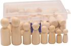 50 Pack Wooden Peg Doll with Storage Case, Unfinished Wooden Peg Dolls, Wooden P