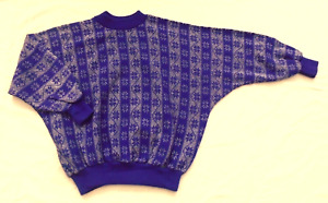 Vintage 80s jumper in silver Lurex and purple acrylic yarn - snowflake pattern