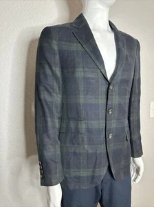BRUNELLO CUCINELLI Burgundy Blue & Green Plaid Blazer Size 46 Jacket - Wool Silk - Picture 1 of 11