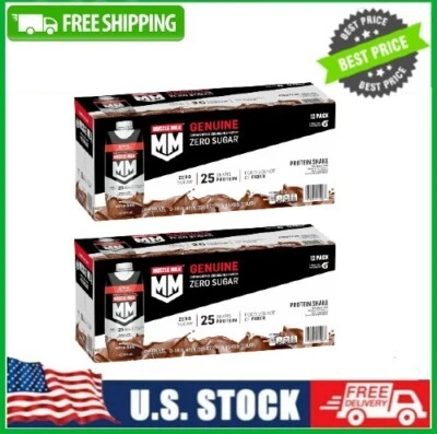 Paquete de 2 batidos de proteínas genuinas Muscle Milk, chocolate, cartón de 11 fl oz, paquete de 12 Foto 1 de 4