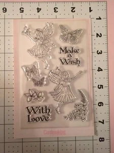 Juego de estampillas de acrílico revista para hacer tarjetas deseo amor hada flor mariposa elfo - Imagen 1 de 3