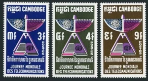 Camboya 228-230, montado sin montar o nunca montado. Michel 267-269. Día Mundial de las Telecomunicaciones 1970. - Imagen 1 de 1