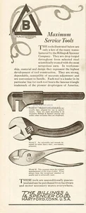 1917 Billings & Spencer Co Hartford CT Model G I Adjustable Wrench Pliers Ad - Imagen 1 de 1