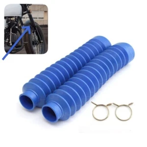 Blue Rubber Front Fork Dust Cover Boots Shock Absorber Protector Gaiters Gators - Picture 1 of 10