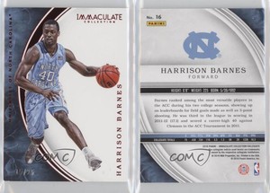 2016-17 Panini Immaculate Collegiate Red /25 Harrison Barnes #16