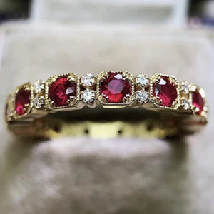Elegant Women 18k Yellow Gold Plated Rings Cubic Zirconia Jewelry Size 6-10 - Picture 1 of 4