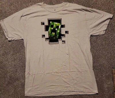 JINX Minecraft Creeper Inside Grey T-Shirt Size 2XL - Image 1 of 3