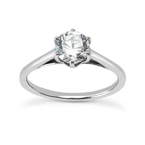 Diamond Engagement Ring Real Round Shape F SI1 Treated 14K White Gold 1.01 Carat - Picture 1 of 4