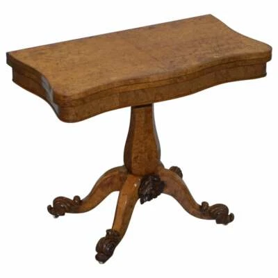 VERY FINE CIRCA 1835 WILLIAM IV ANTIQUE POLLARD OAK FOLDING CARD PEDESTAL TABLE - Image 1 of 4