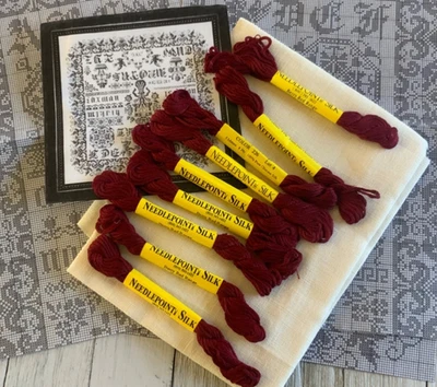 9 Skeins Needlepoint Inc Silk 8 Ply Thread 5 Meters BERRY RED + FourOaks Designs - Image 1 of 4